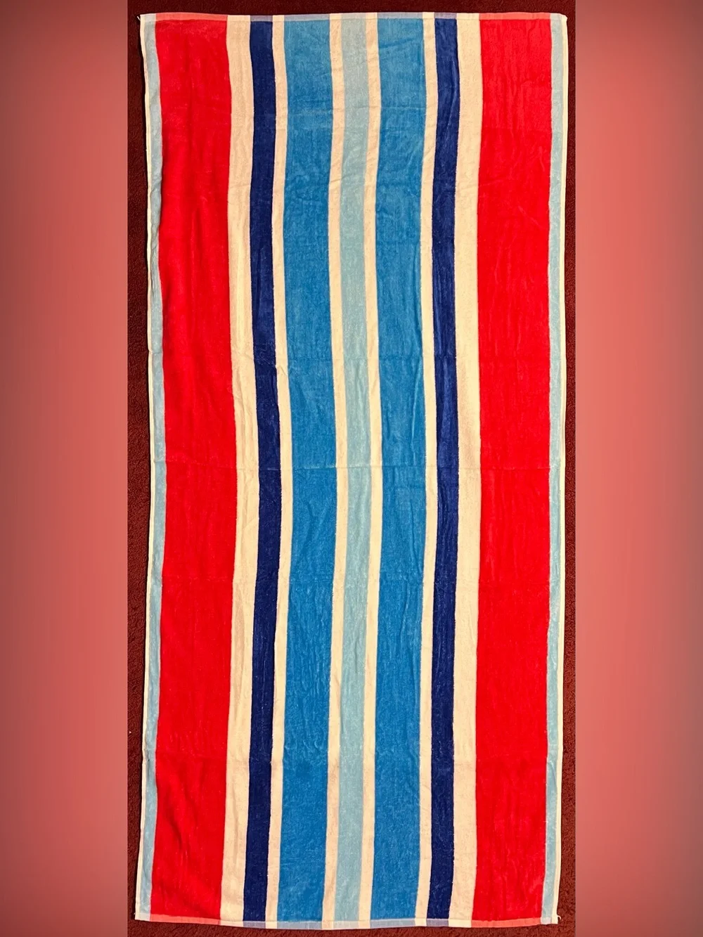 Red, White, and Blue Striped Beach Towel
